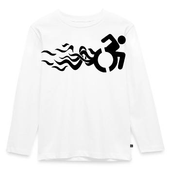 Flammendes Rollstuhlsymbol * - Kinder Premium Bio Langarmshirt - Weiß - Vorne - AI Model Kid Female (0cm)