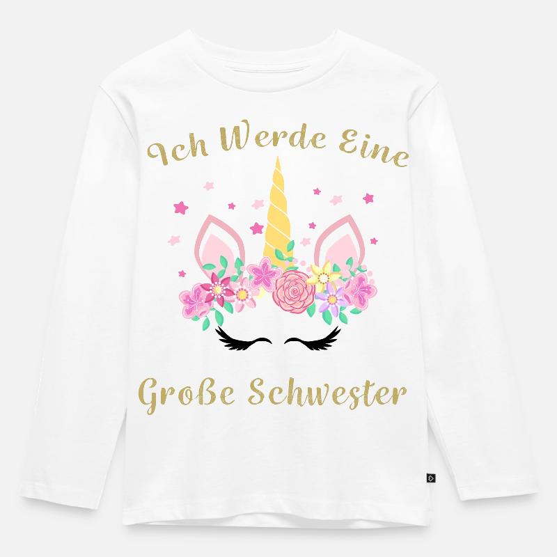 Ich werde Große Schwester - Kinder Premium Bio Langarmshirt - Weiß
