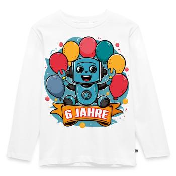 6 Jahre Kleiner Roboter mit bunten Luftballons - Kinder Premium Bio Langarmshirt - Weiß - Vorne - AI Model Kid Female (0cm)