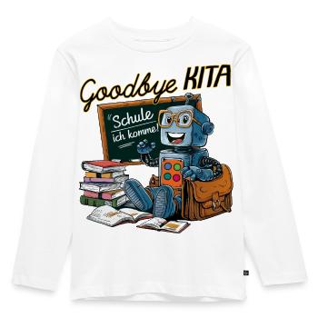 Einschulung Roboter erster Schultag - Kinder Premium Bio Langarmshirt - Weiß - Vorne - AI Model Kid Female (0cm)