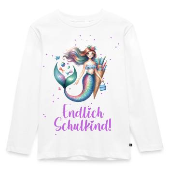Einschulung Schulanfang Meerjungfrau Schultüte - Kinder Premium Bio Langarmshirt - Weiß - Vorne - AI Model Kid Female (0cm)