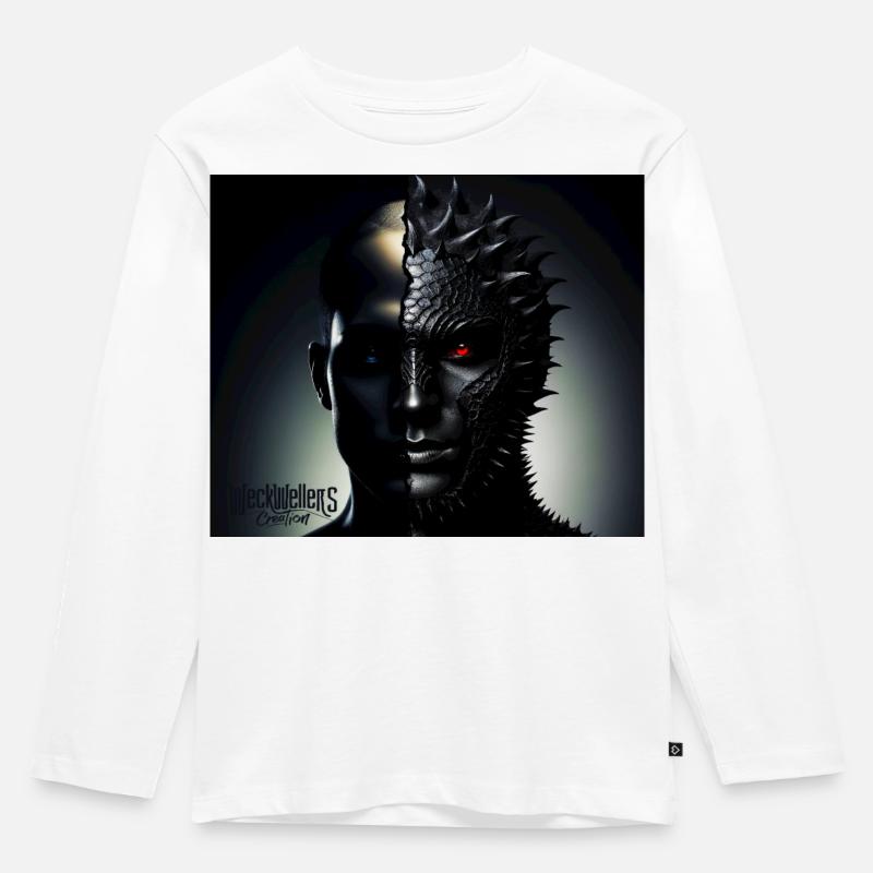 Twins Darkness to - Kinder Premium Bio Langarmshirt - Weiß