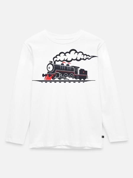 Eisenbahn - Kinder Premium Bio Langarmshirt - Weiß