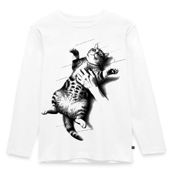 Cat gets belly rub - Kids' Premium Longsleeve Shirt - white - Front - AI Model Kid Female (0cm)