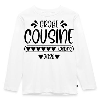 Große Cousine 2026 loading - Kinder Premium Bio Langarmshirt - Weiß - Vorne - AI Model Kid Female (0cm)