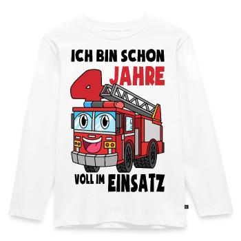 4 Geburtstag Feuerwehr Geschenk Junge 4 Jahre - Kinder Premium Bio Langarmshirt - Weiß - Vorne - AI Model Kid Female (0cm)