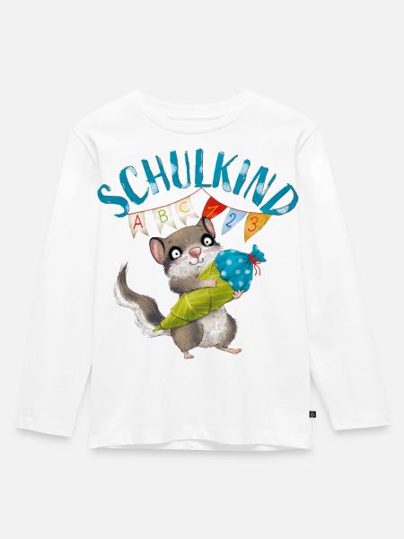 Der Kleine Siebenschläfer Schulkind - Kinder Premium Bio Langarmshirt - Weiß