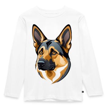 Gesicht eines deutschen Schäferhunds - Kinder Premium Bio Langarmshirt - Weiß - Vorne - AI Model Kid Female (0cm)