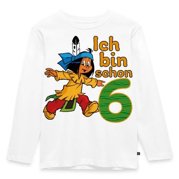 Yakari Ich Bin Schon Sechs Geburtstagsdesign - Kinder Premium Bio Langarmshirt - Weiß - Vorne - AI Model Kid Female (0cm)