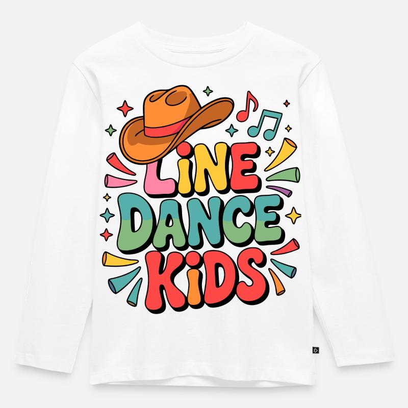 Line Dance Kids Linedance Kinder - Kinder Premium Bio Langarmshirt - Weiß