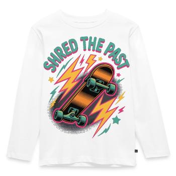 Skateboard T-Shirt Retro – Shred the Past - Kids' Premium Longsleeve Shirt - white - Front - AI Model Kid Female (0cm)