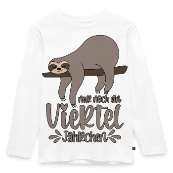 Faultier Schlafmütze Nur noch ein viertel Jährchen - Kinder Premium Bio Langarmshirt - Weiß - Vorne - AI Model Kid Female (0cm)