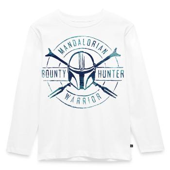 Star Wars: Mandalorian Bounty Hunter Warrior Motiv - Kinder Premium Bio Langarmshirt - Weiß - Vorne - AI Model Kid Female (0cm)