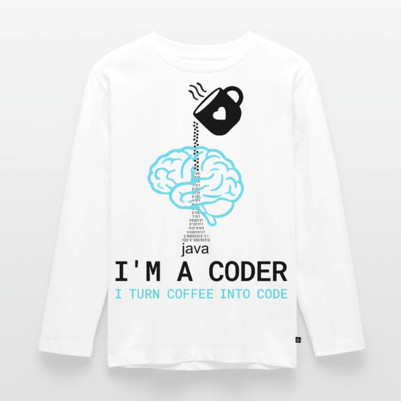 Coder T-Shirt: Coffee into Code – Nerdy Programmie Kids' Premium Longsleeve Shirt