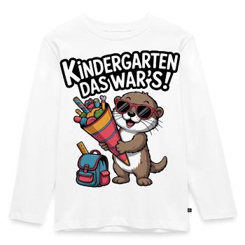 KINDERGARTEN DAS WAR'S! Jetzt Schulkind! - Kinder Premium Bio Langarmshirt - Weiß - Vorne - AI Model Kid Female (0cm)