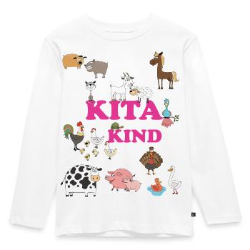 Kita Kind Tierwelt – Bunte Tiere - Kinder Premium Bio Langarmshirt - Weiß - Vorne - AI Model Kid Female (0cm)
