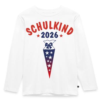 Schulkind 2026 - Schultüte - rot blau Farbverlauf - Kinder Premium Bio Langarmshirt - Weiß - Vorne - AI Model Kid Female (0cm)