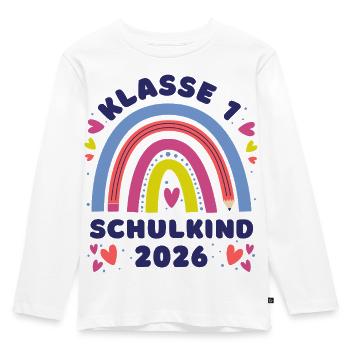 Enfant d’école 2026 Arc-en-ciel avec stylo Première année - T-shirt manches longues Premium Enfant - blanc - Devant - AI Model Kid Female (0cm)