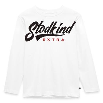 Stodkind Extra Black - Kinder Premium Bio Langarmshirt - Weiß - Vorne - AI Model Kid Female (0cm)