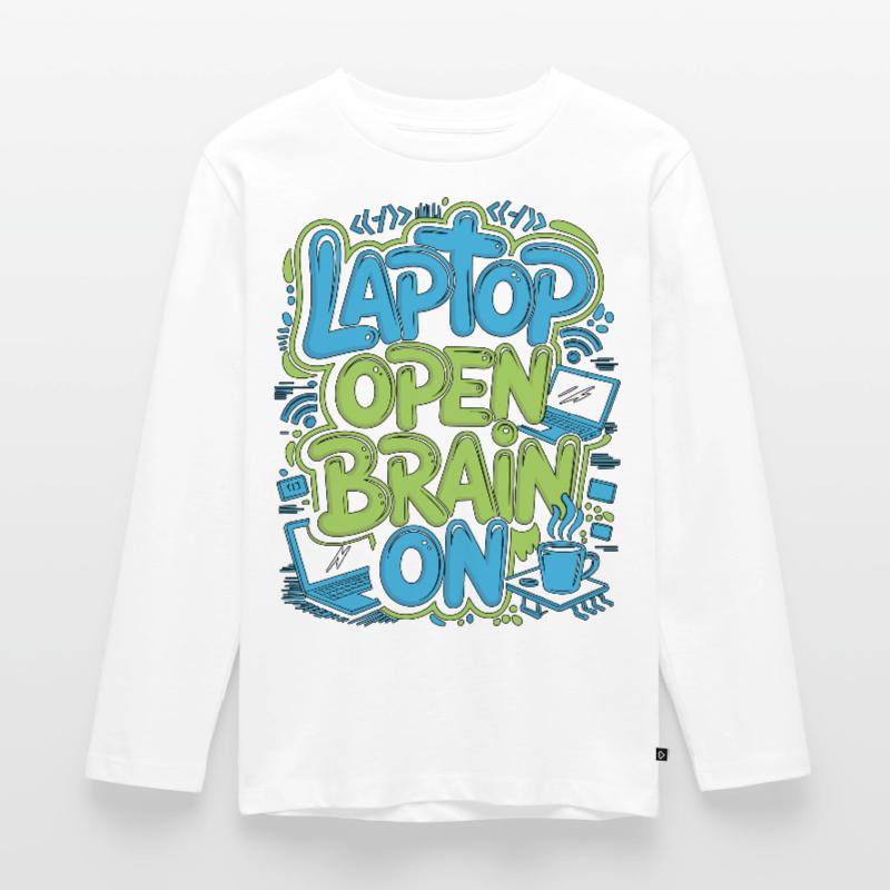 Remote Developer Laptop Open Brain On Remote Coder Kids' Premium Longsleeve Shirt