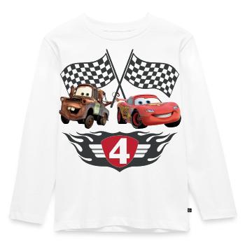 Cars Geburtstagsmotiv 4 Jahre Mit Lightning & Hook - Kinder Premium Bio Langarmshirt - Weiß - Vorne - AI Model Kid Female (0cm)