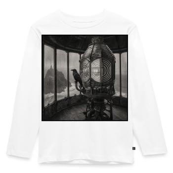 Raven Lighthouse Gothic Animal Crime Vintage - Kids' Premium Longsleeve Shirt - white - Front - AI Model Kid Female (0cm)