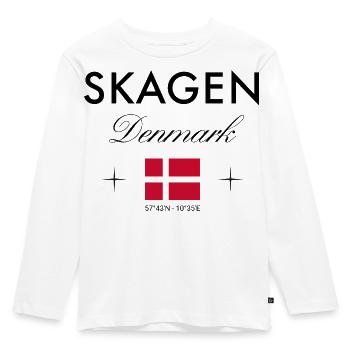 Skagen, Denmark, coordinates, travel, souvenir - Kids' Premium Longsleeve Shirt - white - Front - AI Model Kid Female (0cm)
