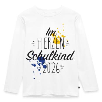 Im Herzen Schulkind 2026 - Kinder Premium Bio Langarmshirt - Weiß - Vorne - AI Model Kid Female (0cm)
