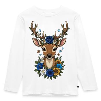 Deer Antlers Diamonds Folk Festival Traditional Costumes Replacement - Kids' Premium Longsleeve Shirt - white - Front - AI Model Kid Female (0cm)