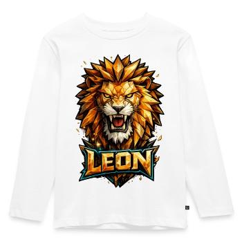 Leon Löwe Vorname Name Geschenk - Kinder Premium Bio Langarmshirt - Weiß - Vorne - AI Model Kid Female (0cm)