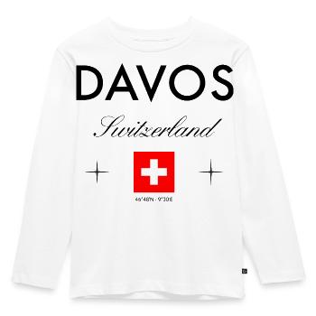 Davos Switzerland Coordinates Travel Souvenir - Kids' Premium Longsleeve Shirt - white - Front - AI Model Kid Female (0cm)