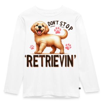 Golden Retriever nicht aufhören Retrievin Design-Merch - Kinder Premium Bio Langarmshirt - Weiß - Vorne - AI Model Kid Female (0cm)