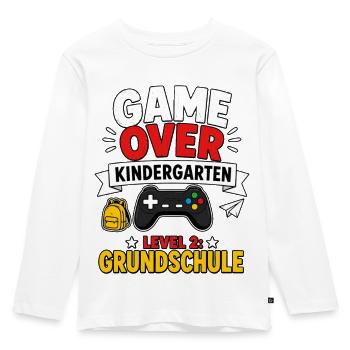 Game Over Kindergarten - Level 2: Grundschule - Kinder Premium Bio Langarmshirt - Weiß - Vorne - AI Model Kid Female (0cm)