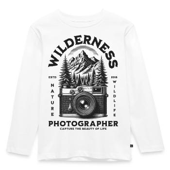 Wildernis Naturfotograf - Kinder Premium Bio Langarmshirt - Weiß - Vorne - AI Model Kid Female (0cm)