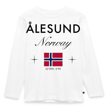 Ålesund, Norway, coordinates, travel, souvenir - Kids' Premium Longsleeve Shirt - white - Front - AI Model Kid Female (0cm)