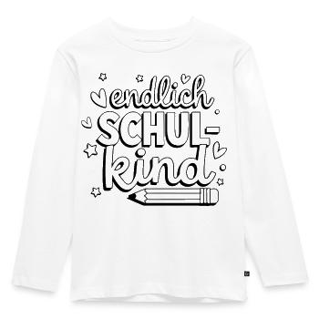 Endlich Schulkind Einschulung Ausmalen Schulanfang - Kinder Premium Bio Langarmshirt - Weiß - Vorne - AI Model Kid Female (0cm)