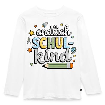 Endlich Schulkind Einschulung Jungen Rakete Shirt - Kinder Premium Bio Langarmshirt - Weiß - Vorne - AI Model Kid Female (0cm)