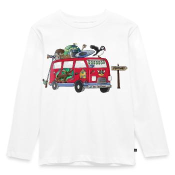 Norwegen Camper Motiv Vanlife Camping Urlaub - Kinder Premium Bio Langarmshirt - Weiß - Vorne - AI Model Kid Female (0cm)