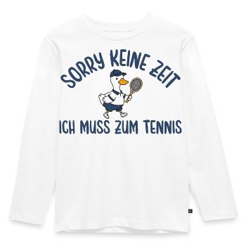 Tennisspieler Gans Muss zum Tennis - Kinder Premium Bio Langarmshirt - Weiß - Vorne - AI Model Kid Female (0cm)