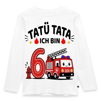 Feuerwehr Geburtstag 6 Jahr Shirt Ich bin 6 - Kinder Premium Bio Langarmshirt - Weiß - Vorne - AI Model Kid Female (0cm)