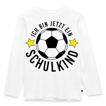 Ich bin jetzt ein Schulkind Fußball Einschulung  - Kinder Premium Bio Langarmshirt - Weiß - Vorne - AI Model Kid Female (0cm)