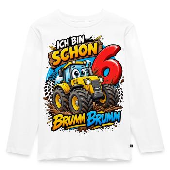 Kindergeburtstag Baustelle Brumm Brumm bin schon 6 - Kinder Premium Bio Langarmshirt - Weiß - Vorne - AI Model Kid Female (0cm)