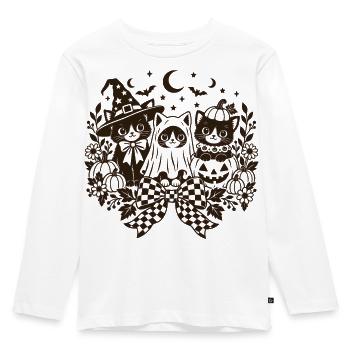 Halloween Katzen - Kinder Premium Bio Langarmshirt - Weiß - Vorne - AI Model Kid Female (0cm)