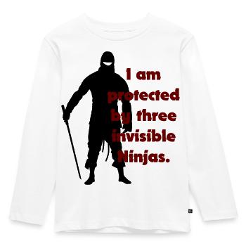 I am protected by three invisible ninjas - Kids' Premium Longsleeve Shirt - white - Front - AI Model Kid Female (0cm)