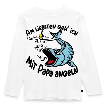 Angeln mit Papa ist das größte Glück - Kinder Premium Bio Langarmshirt - Weiß - Vorne - AI Model Kid Female (0cm)