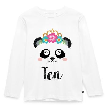 10th Birthday Girl Gift - Panda Face - Kids' Premium Longsleeve Shirt - white - Front - AI Model Kid Female (0cm)
