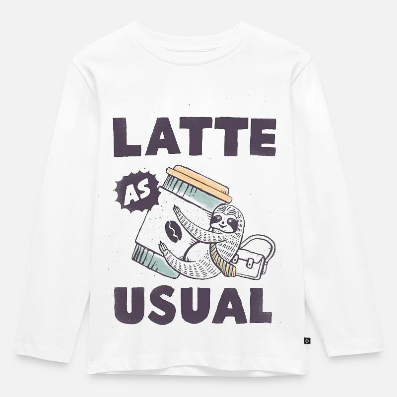 Latte as Usual - Kinder Premium Bio Langarmshirt - Weiß