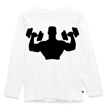 Muscle Man Training - Kinder Premium Bio Langarmshirt - Weiß - Vorne - AI Model Kid Female (0cm)