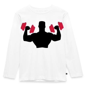 Muscle Man Training - Kinder Premium Bio Langarmshirt - Weiß - Vorne - AI Model Kid Female (0cm)