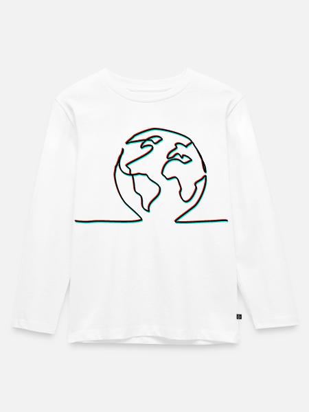 one line earth - Kinder Premium Bio Langarmshirt - Weiß